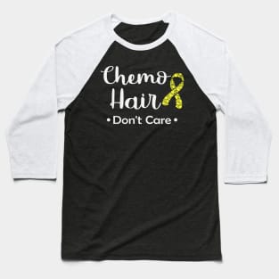 Chemo Hair Don't Care Hydrocephalus Awareness Yellow Ribbon Warrior Hope Faith Baseball T-Shirt